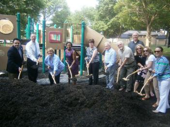 City and state leaders broke ground at the Michael Joyce Memorial Playground in South Boston’s Marine Park on Tuesday. 	Photo courtesy DCR